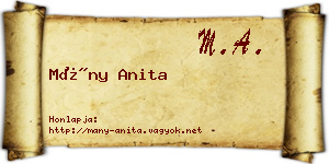 Mány Anita névjegykártya